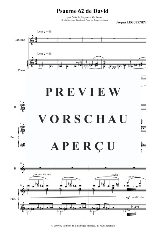 Produktgalerie: Seite 6 von 11 Psaume 62 - Klavier Reduktion, Souzay, Gérard, Bariton und Klavier