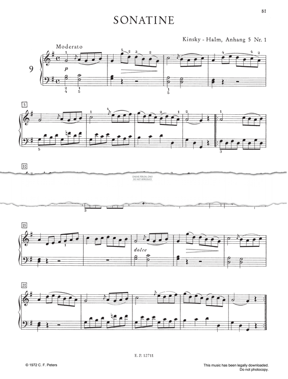 Produktgalerie: Seite 1 von 1 Sonatina, Kinsky-Halm Anhang 5: Nr. 1, Ludwig van Beethoven, Klavier