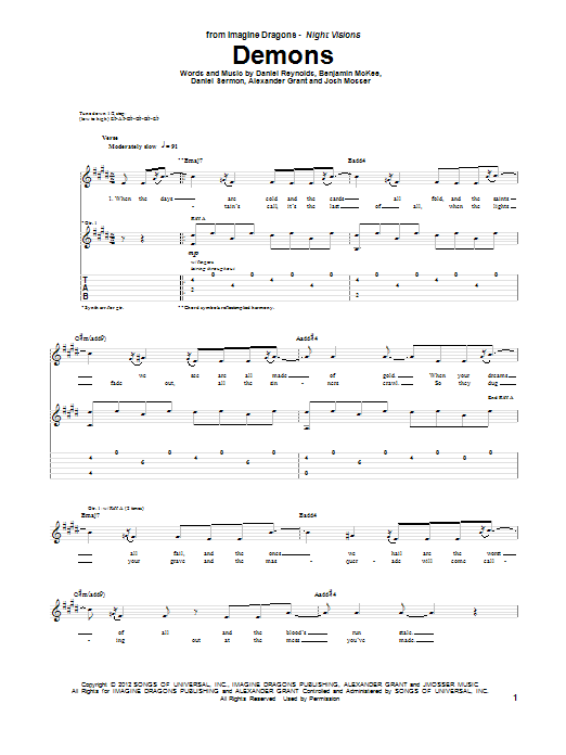 Produktgalerie: Seite 1 von 1 Demons, Imagine Dragons, Gitarre