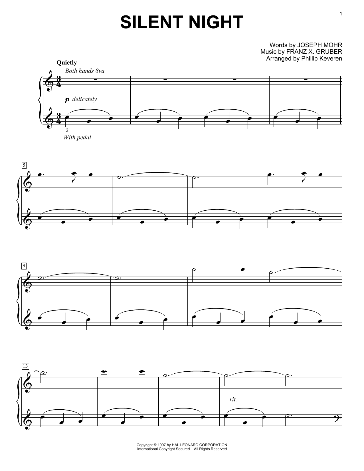 Produktgalerie: Seite 1 von 1 Silent Night (arr. Phillip Keveren), Franz X. Grüber, Klavier