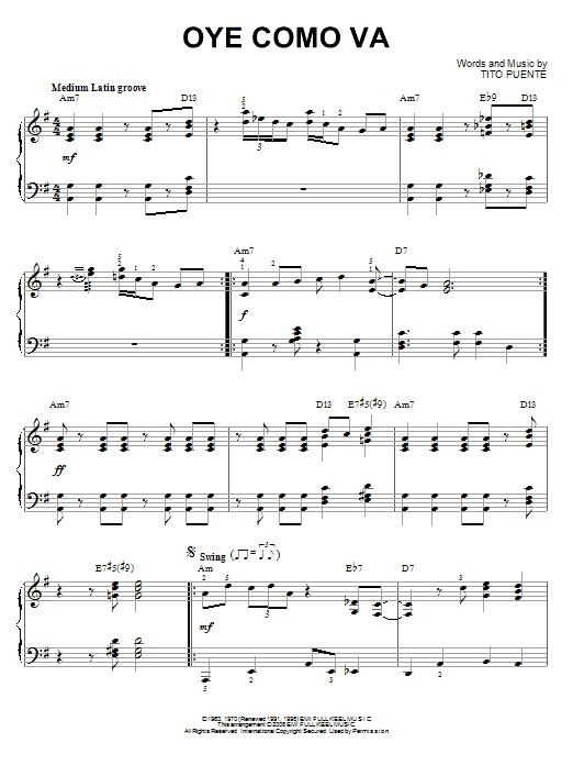 Product gallery: Page 1 of 1 Oye Como Va [Jazz version] (arr. Brent Edstrom), Santana