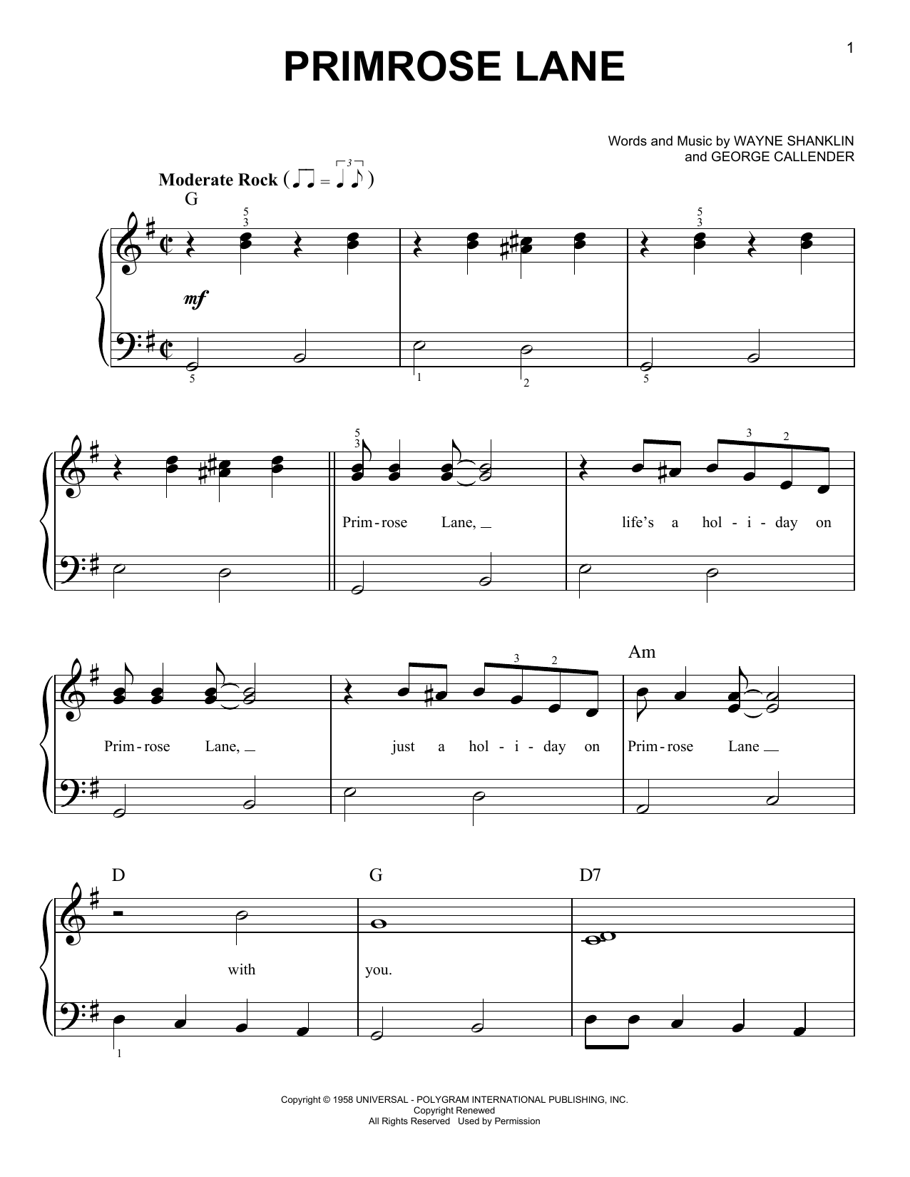 Produktgalerie: Seite 1 von 1 Primrose Lane, Jerry Wallace, Klavier