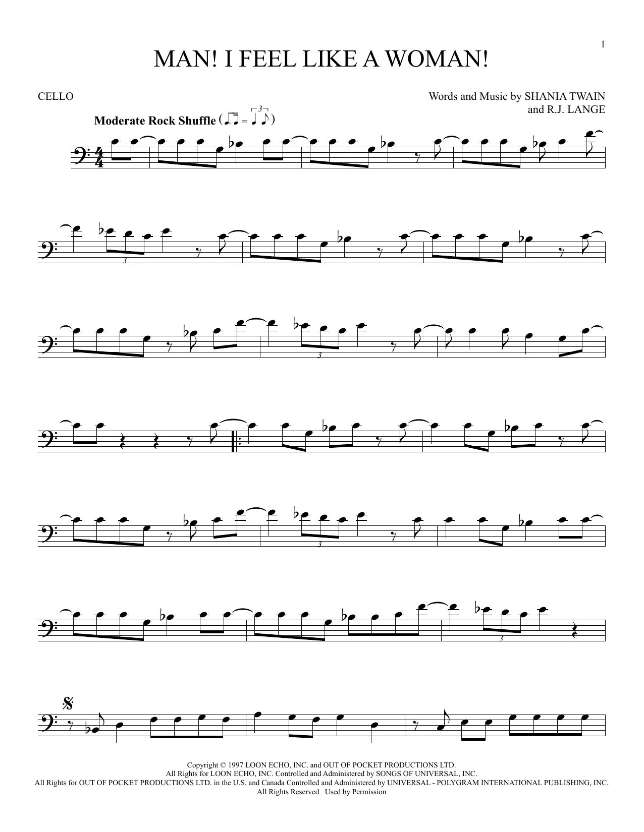 Produktgalerie: Seite 1 von 1 Man! I Feel Like A Woman!, Shania Twain, Violoncello