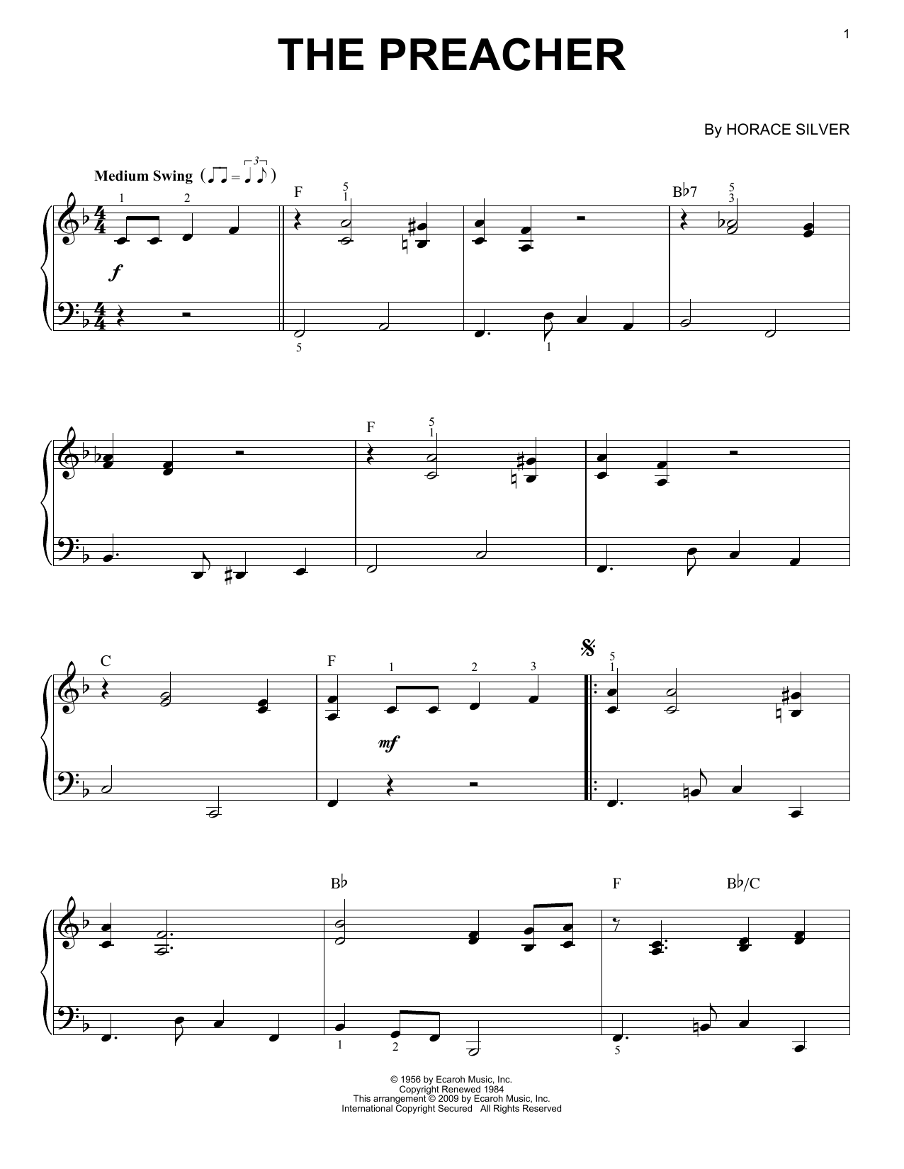 Produktbild zu:  The Preacher (arr. Brent Edstrom) - Horace Silver