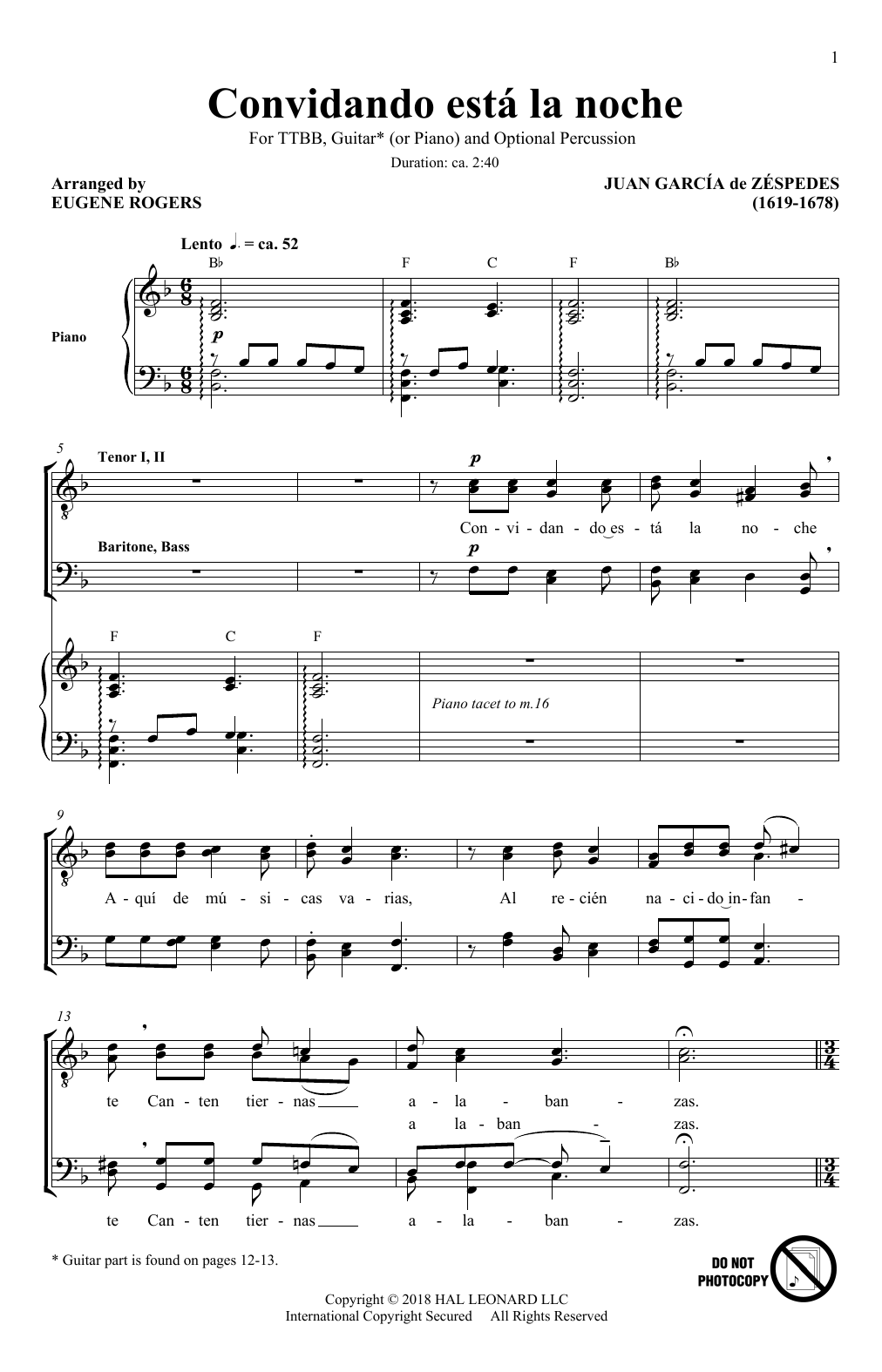 Produktbild zu: Convidando Esta La Noche (arr. Eugene Rogers)
