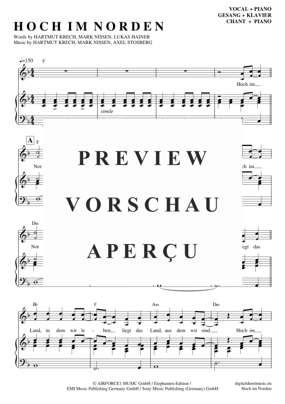 Product gallery: Page 2 of 7 Hoch Im Norden, Santiano, Piano and Voice