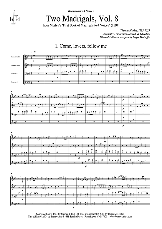 Produktbild zu: Zwei Madrigale, Vol. 8Thomas Morley