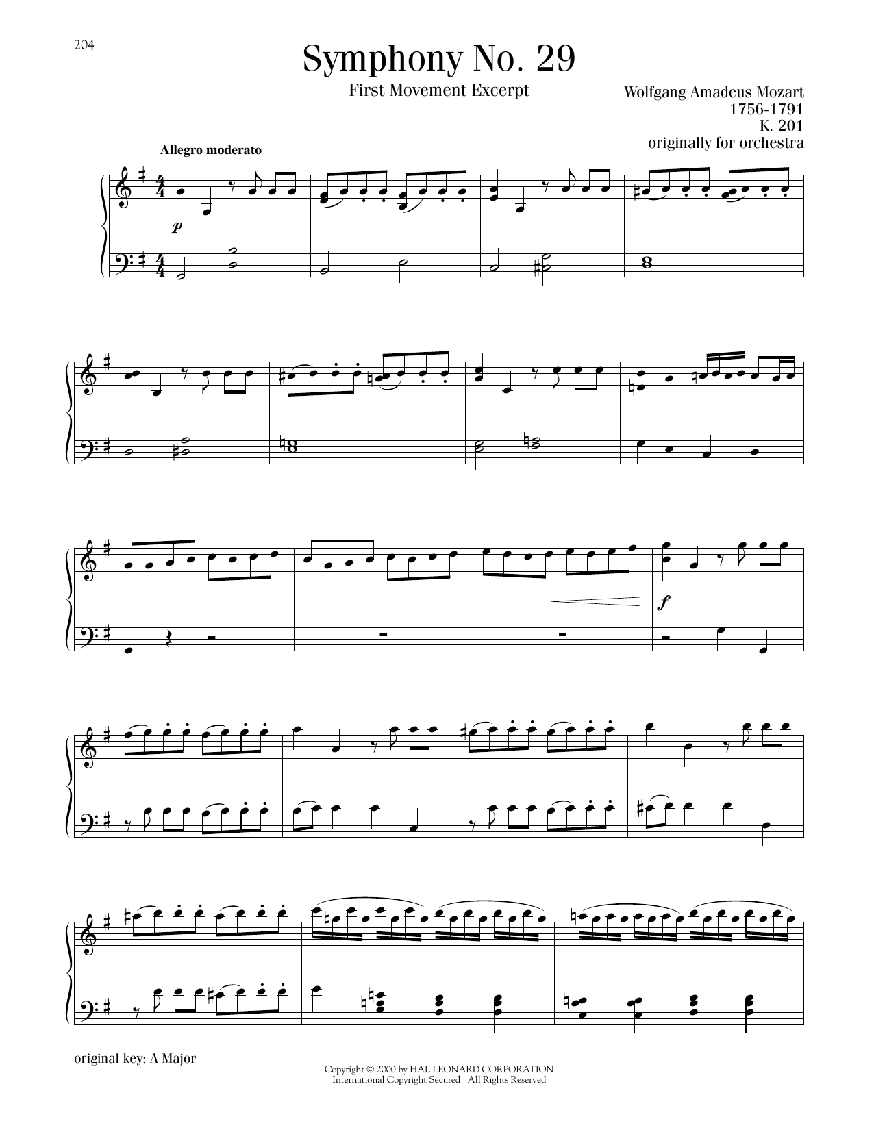 Produktbild zu: Symphony No. 29, First Movement Excerpt