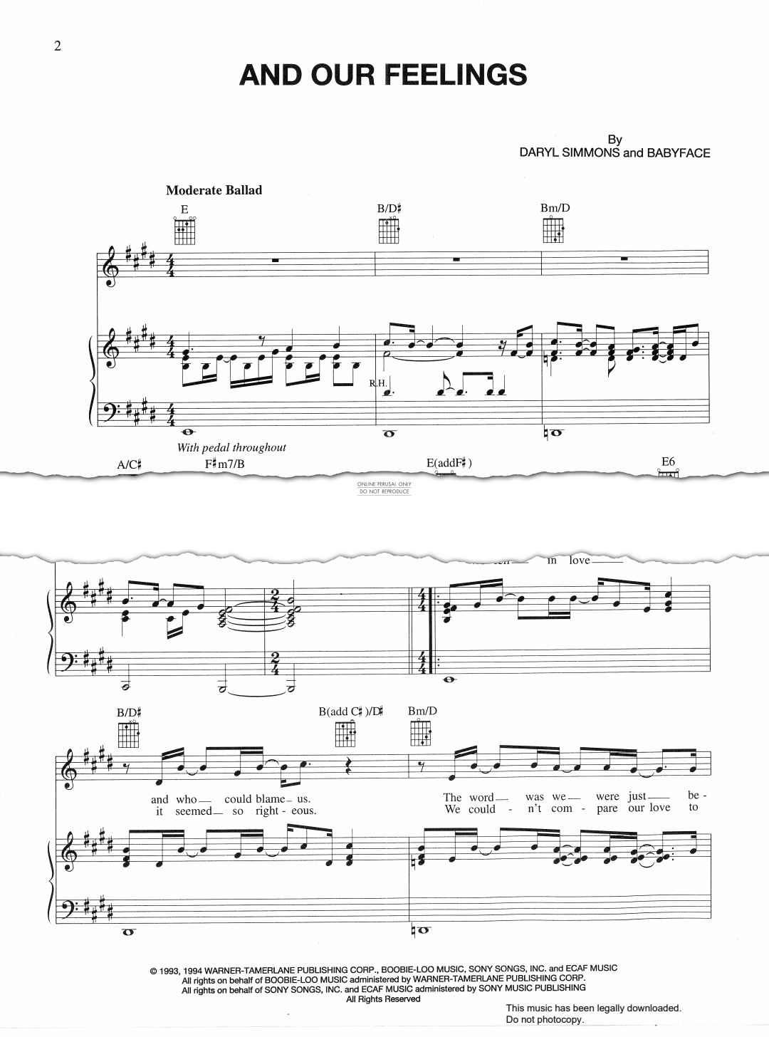 Produktgalerie: Seite 1 von 1 And Our Feelings, Babyface, Gesang, Gitarre, Klavier