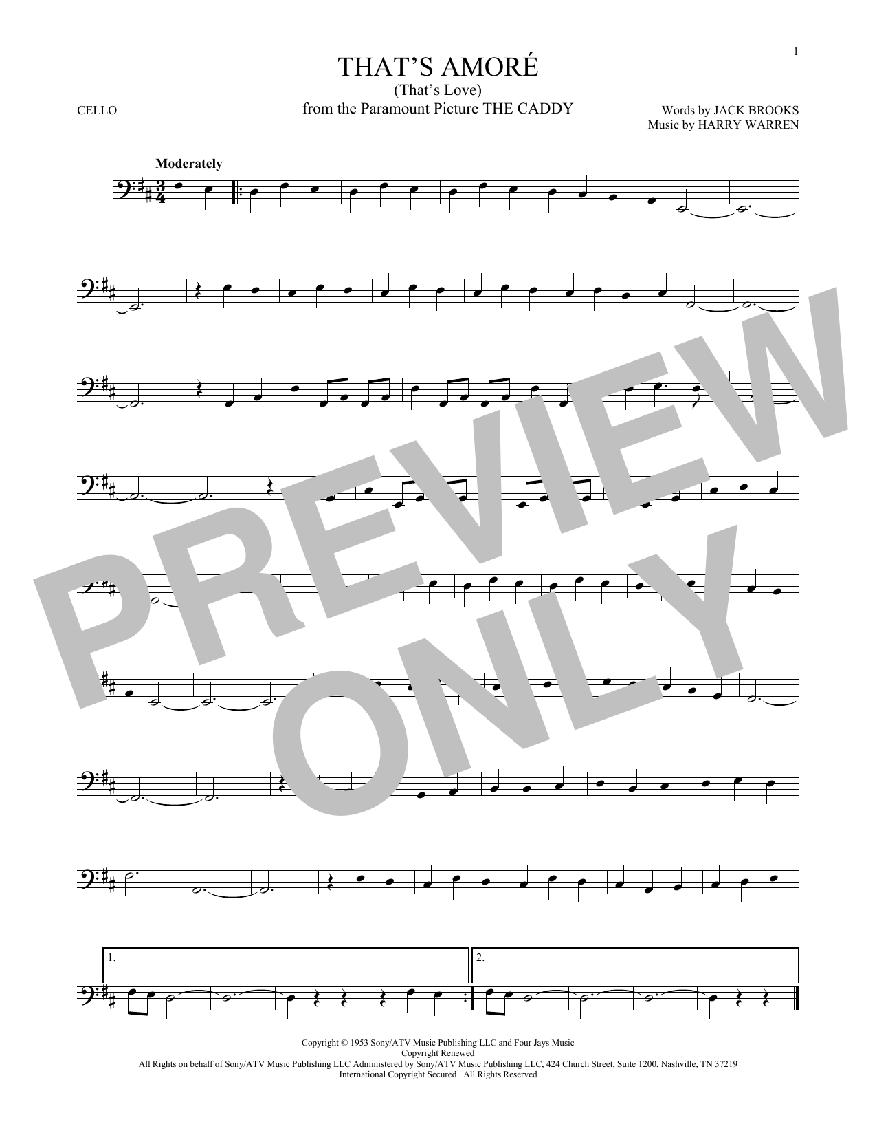 Produktgalerie: Seite 1 von 1 That's Amore (That's Love), Dean Martin, Violoncello