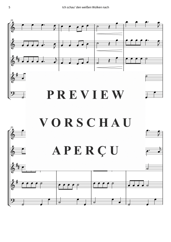 Produktgalerie: Seite 7 von 11 Ich schau´ den weißen Wolken nach, Nana Mouskouri, (Holzbläserquintett)
