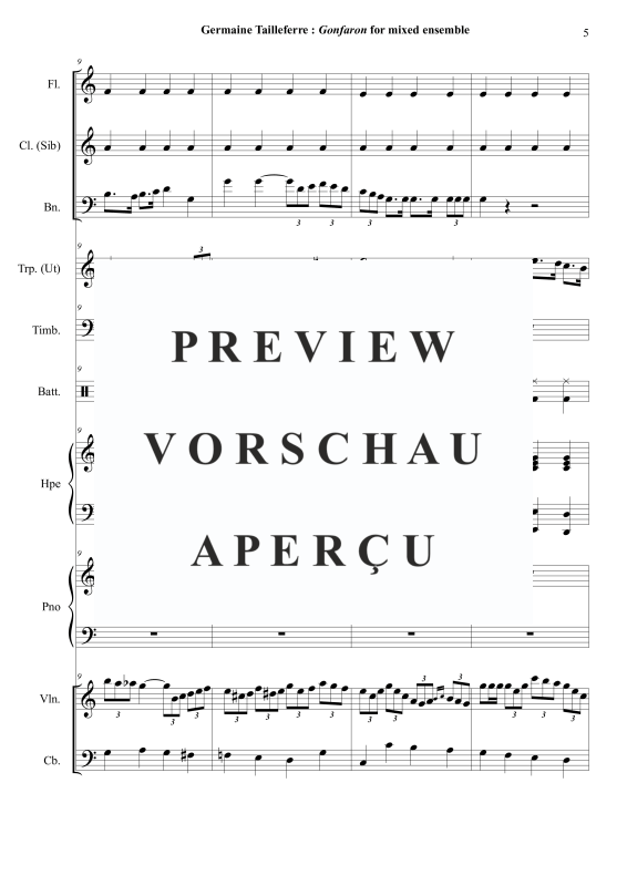 Produktgalerie: Seite 6 von 11 Gonfaron or Tante Chinoise et Les Autre, , Flöte, B-Klarinette, Fagott, Trompete in C, Pauken, Schlagzeug, Harfe, Klavier, Violine, Kontrabass