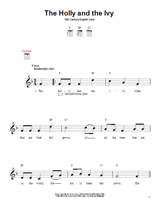 Product gallery: Page 1 of 1 The Holly And The Ivy, 18th Century English Carol