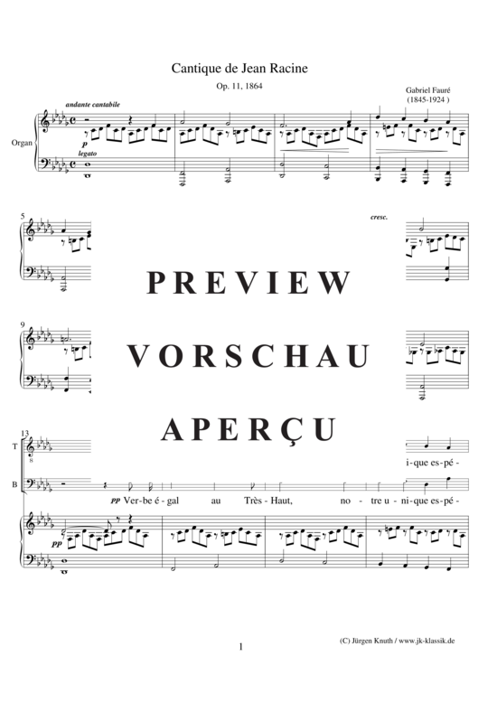 gallery: Cantique de Jean Racine - Op. 11 , , (Gemischter Chor + Klavier/Orgel)