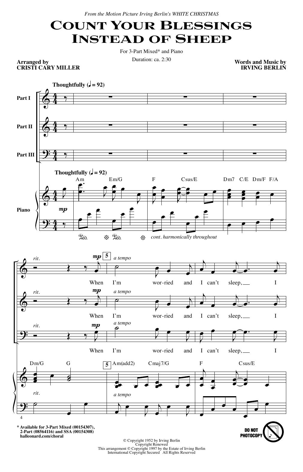 Produktgalerie: Seite 1 von 1 Count Your Blessings Instead Of Sheep (arr. Cristi Cary Miller), Irving Berlin, Chor