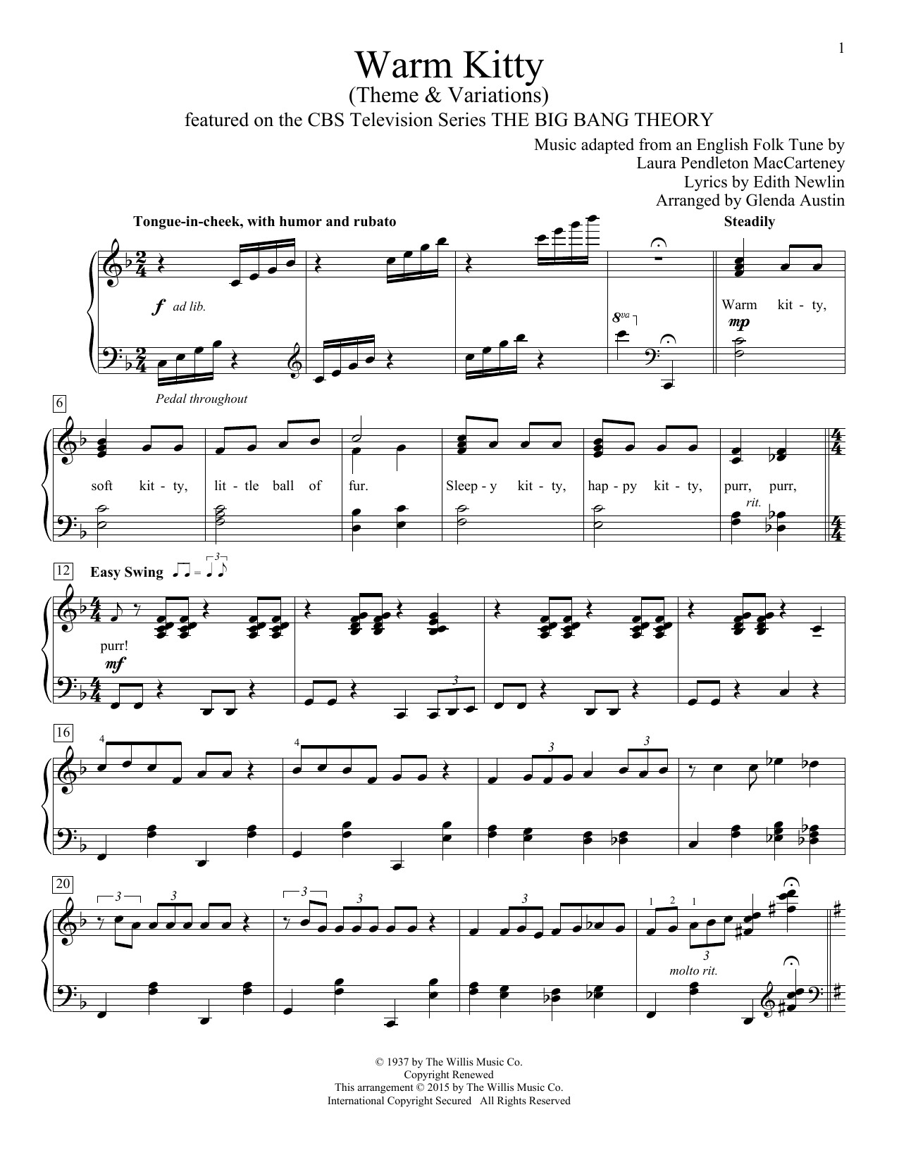 Produktbild zu: Warm Kitty (arr. Glenda Austin)