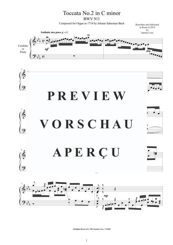 Produktgalerie: Seite 2 von 11 Toccata Nr. 2 in C-Moll BWV 911, , Cembalo/Klavier Solo