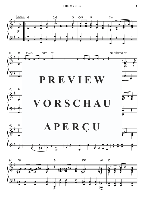 Produktgalerie: Seite 6 von 7 Little White Lies - zeitloser Jazz Standard - gut spielbare Klavierfassung in G-Dur, , Klavier Solo