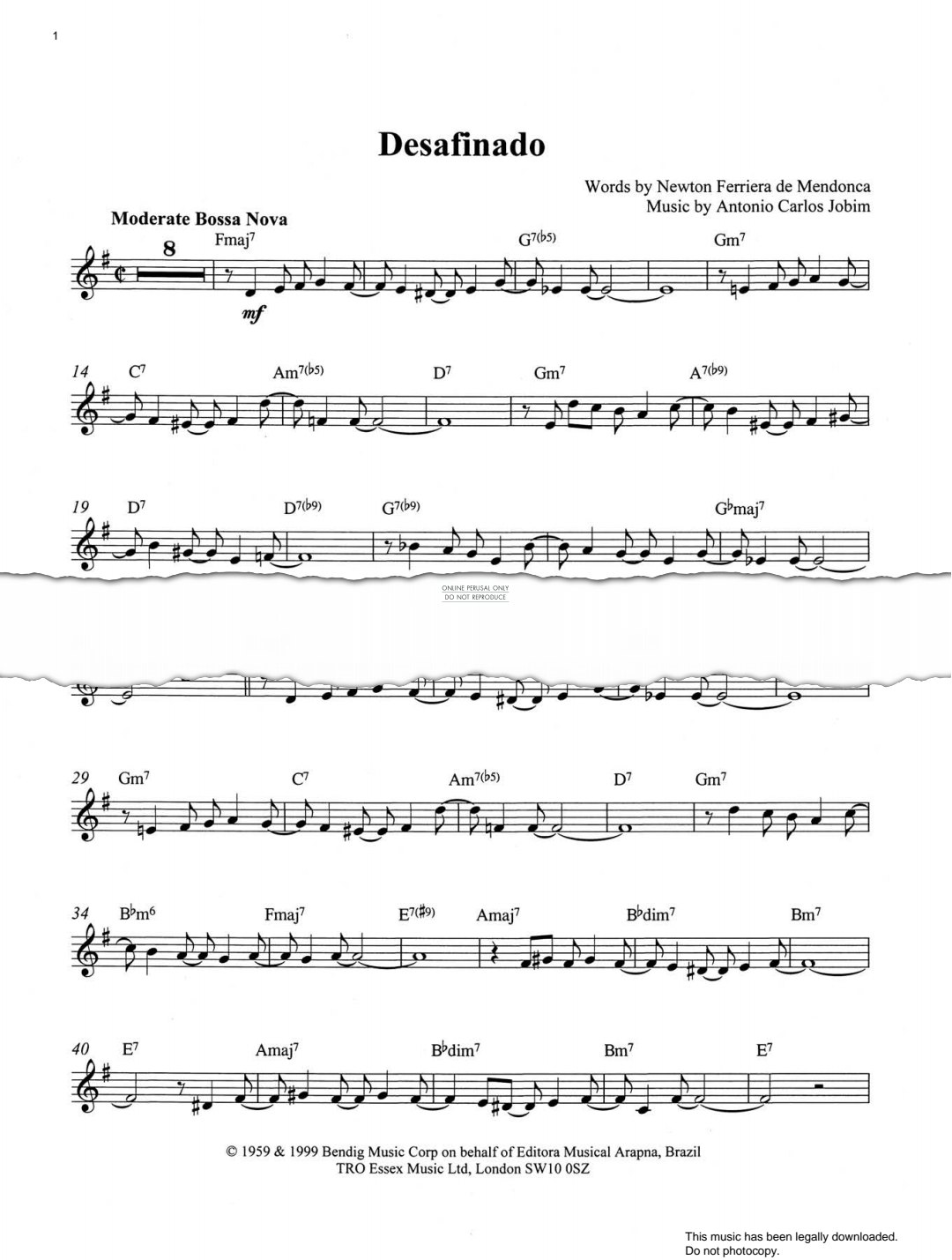 Produktgalerie: Seite 1 von 1 Desafinado (Slightly Out Of Tune), Antonio Carlos Jobim, Trompete