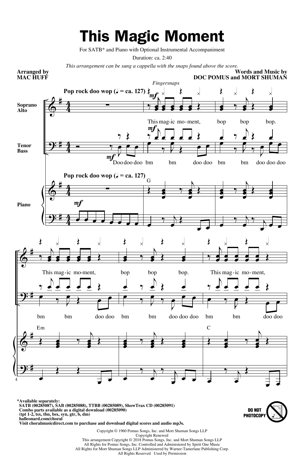 Produktbild zu: This Magic Moment (arr. Mac Huff)