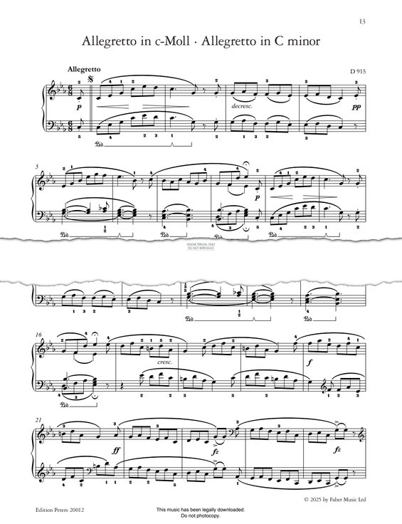 Produktgalerie: Seite 1 von 1 Allegretto in C minor, D 915, Franz Schubert, Klavier