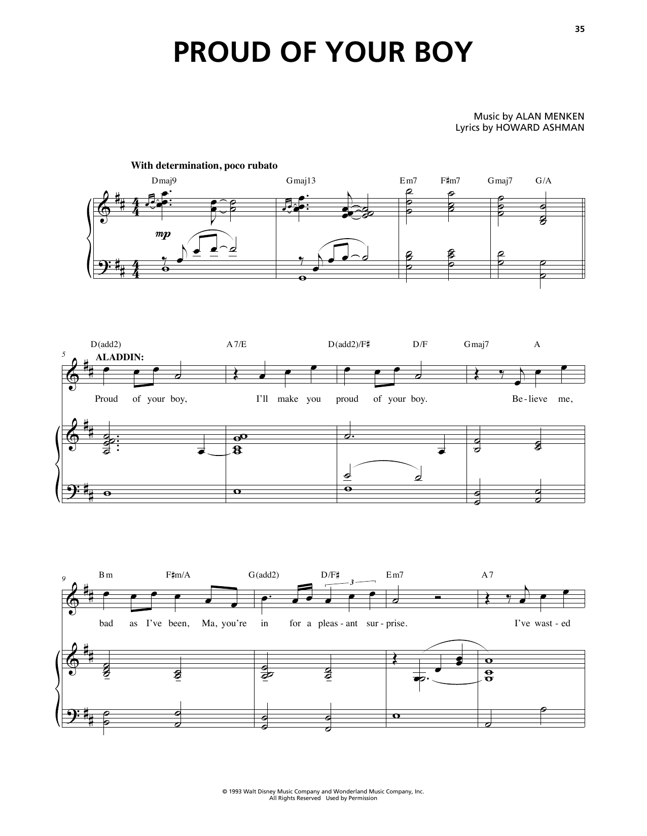 Product picture to:  Proud Of Your Boy (from Aladdin: The Broadway Musical) - Alan Menken