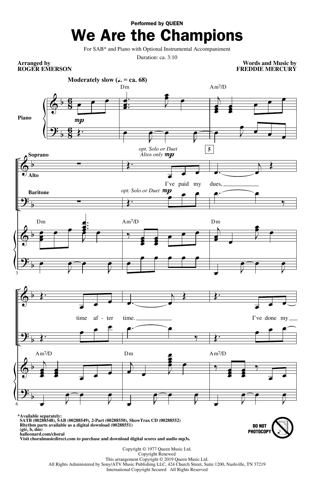 Product picture to: We Are The Champions (arr. Roger Emerson)