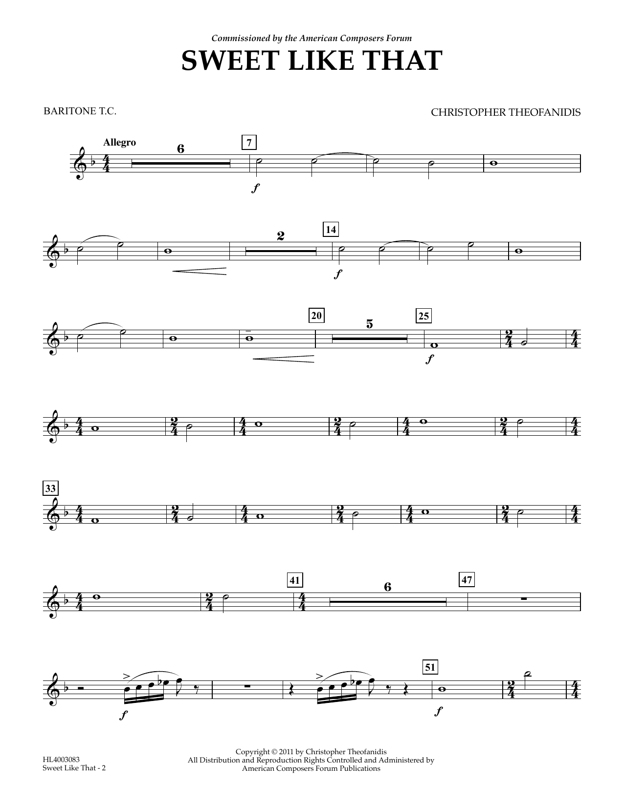 Produktgalerie: Seite 1 von 1 Sweet like that - Euphonium/Baritone TC, Christopher Theofanidis, Ensemble