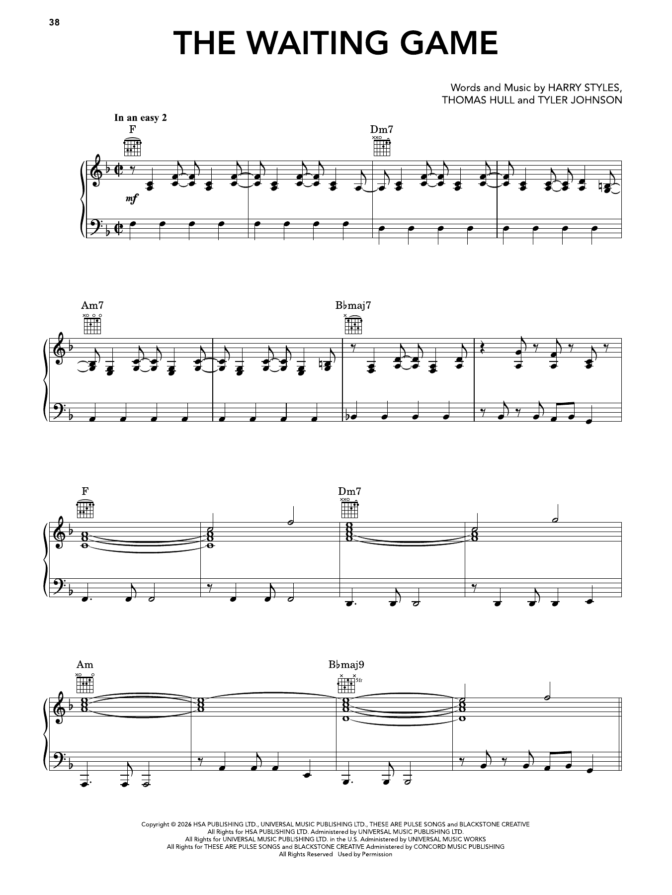 Produktgalerie: Seite 1 von 1 The Waiting Game, Harry Styles, Gesang, Gitarre, Klavier