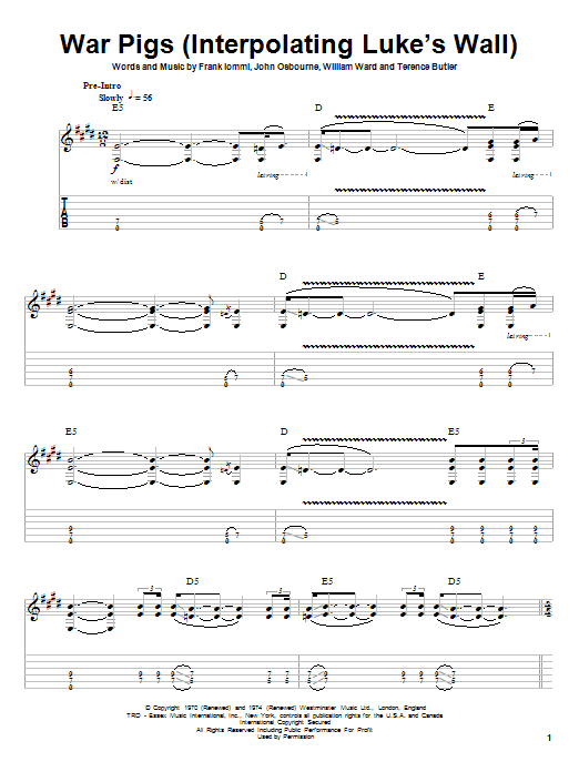 Produktbild zu: War Pigs (Interpolating Luke's Wall)