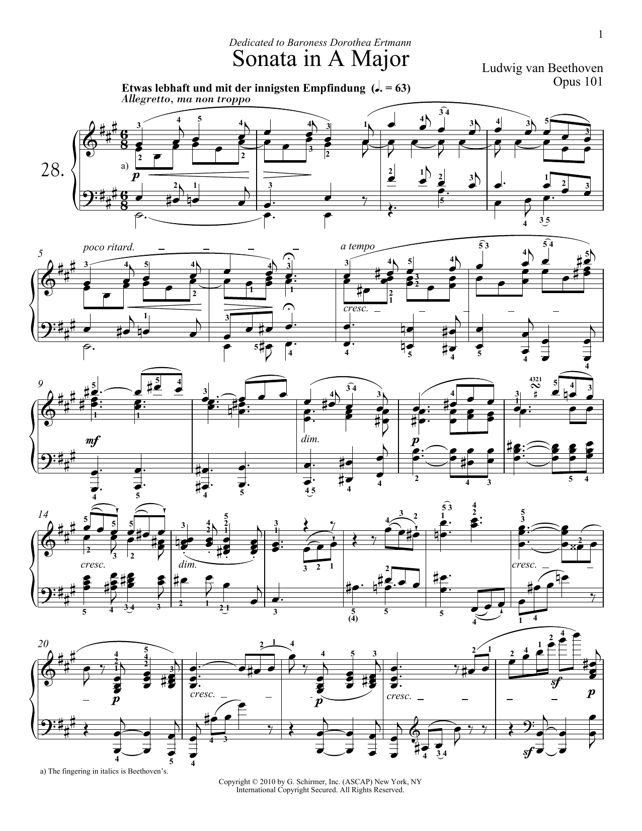 Product picture to: Piano Sonata No. 28 In A Major, Op. 101