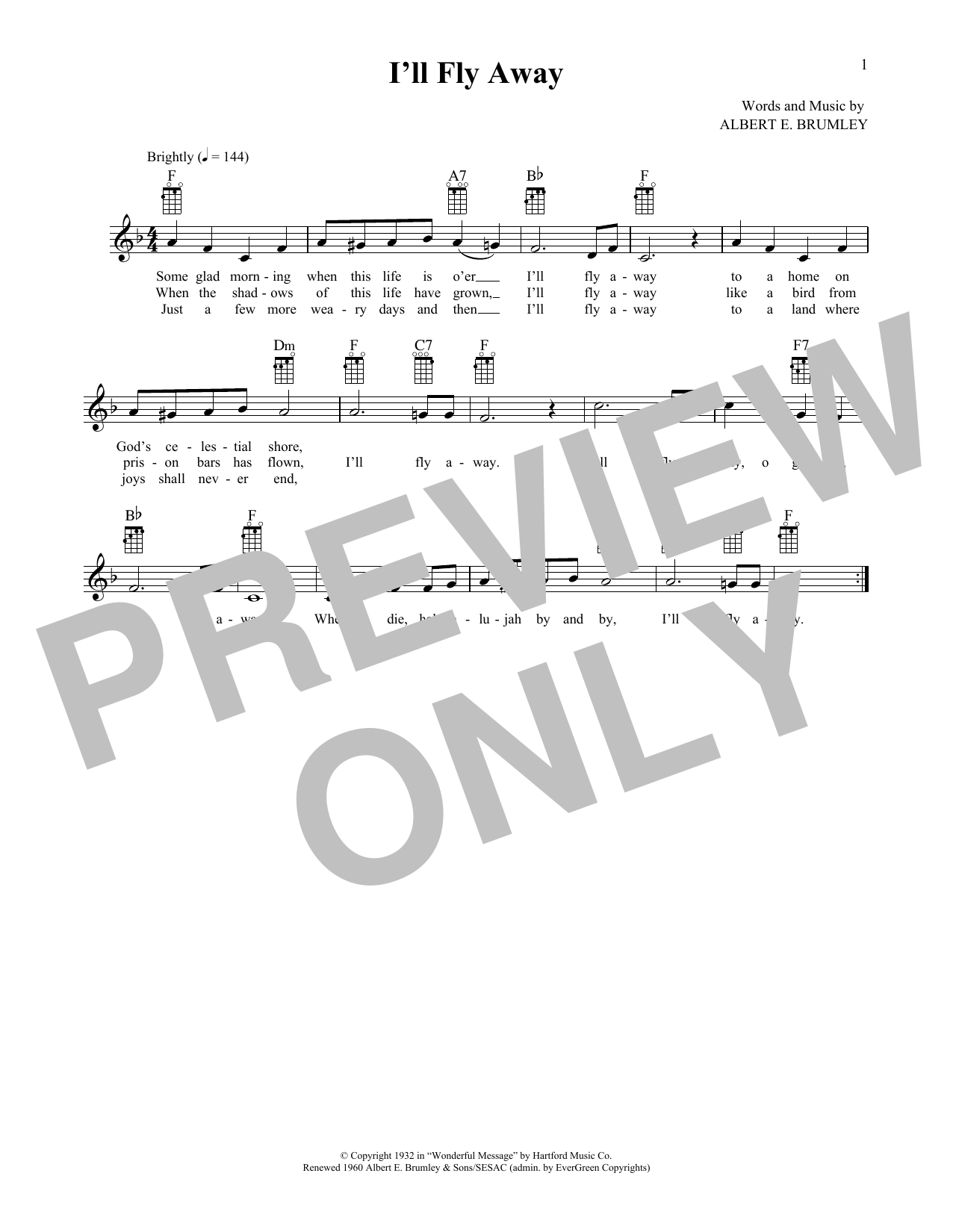 Product gallery: Page 1 of 1 I'll Fly Away (from The Daily Ukulele) (arr. Liz and Jim Beloff), Albert E. Brumley