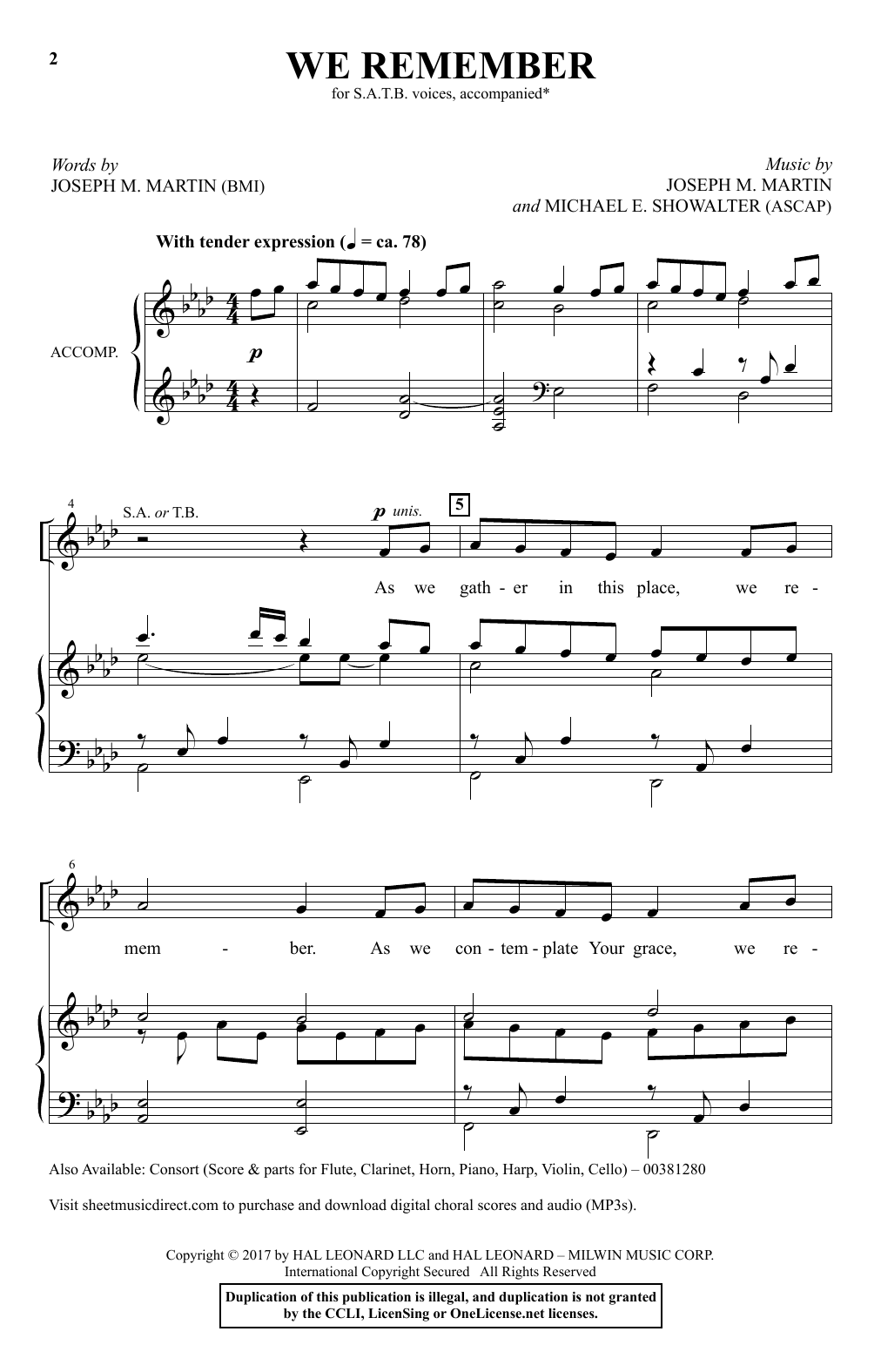 Produktgalerie: Seite 1 von 1 We Remember, Joseph M. Martin and Michael E. Showalter, Chor