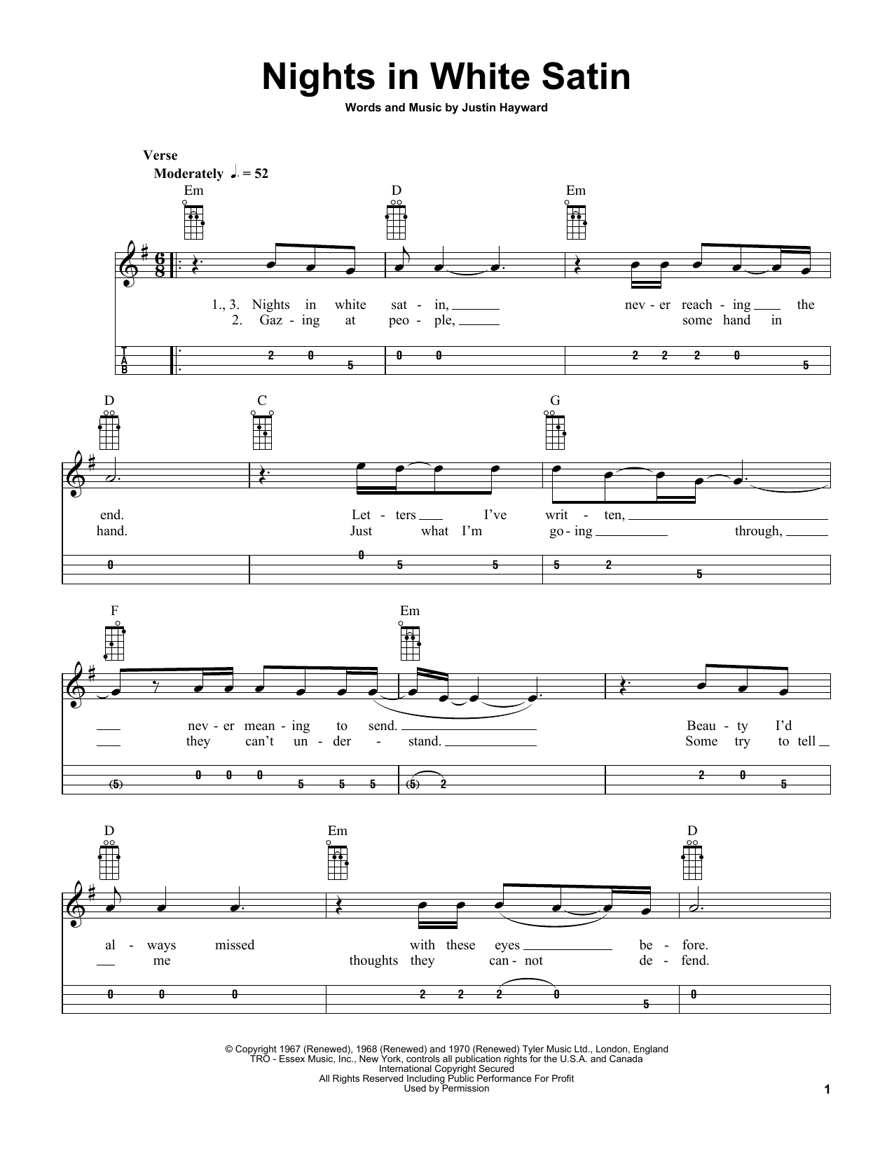 Produktgalerie: Seite 1 von 1 Nights In White Satin (arr. Bobby Westfall), The Moody Blues