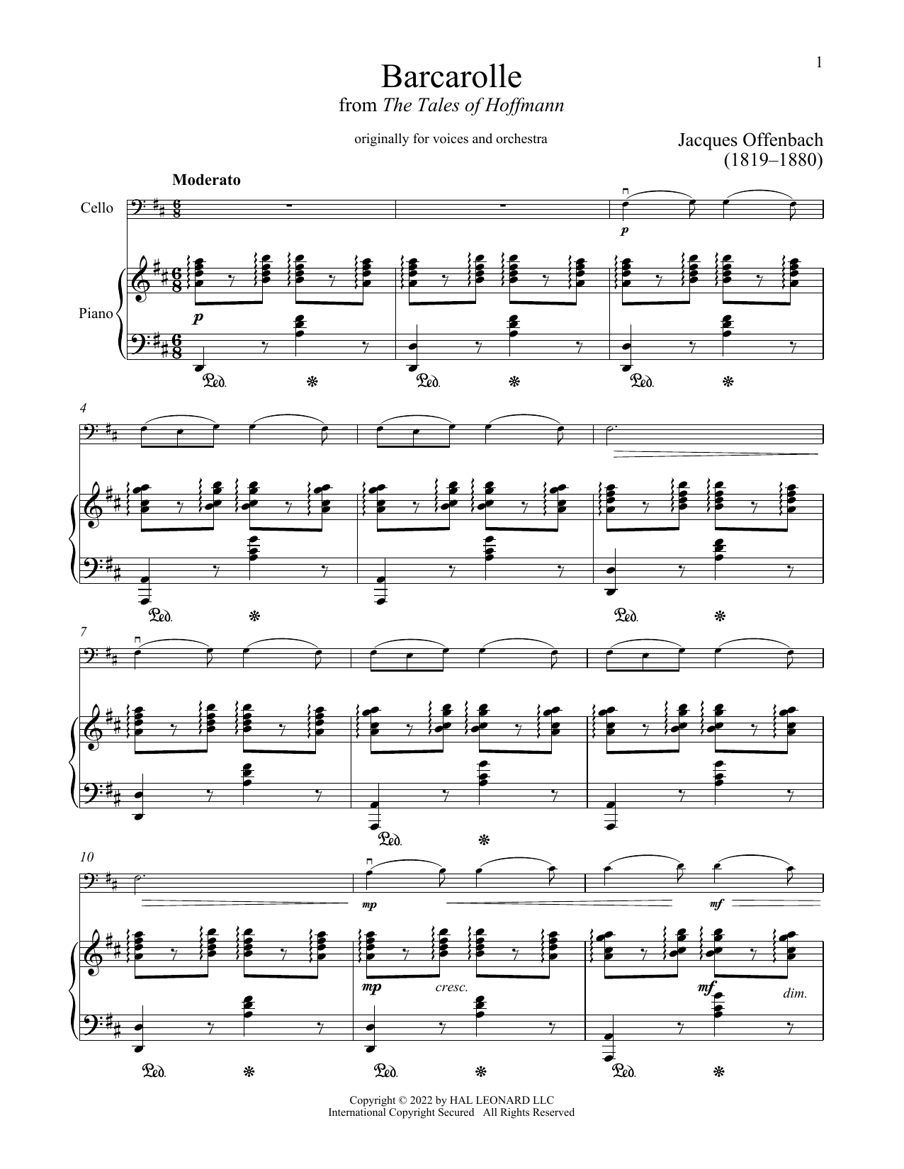 Produktgalerie: Seite 1 von 1 Barcarolle, Jacques Offenbach, Klavier, Violoncello