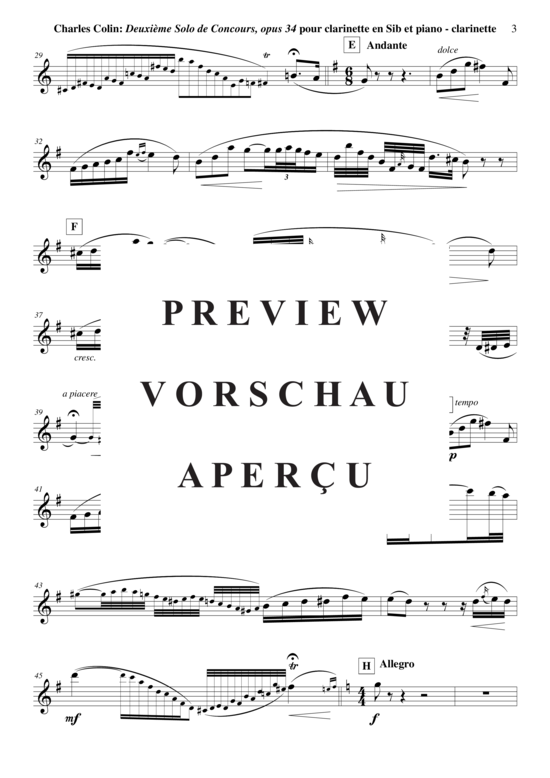 Product gallery: Page 15 of 17 Solo de Concours no. 2, Opus 34 , , (clarinet in Bb + piano)