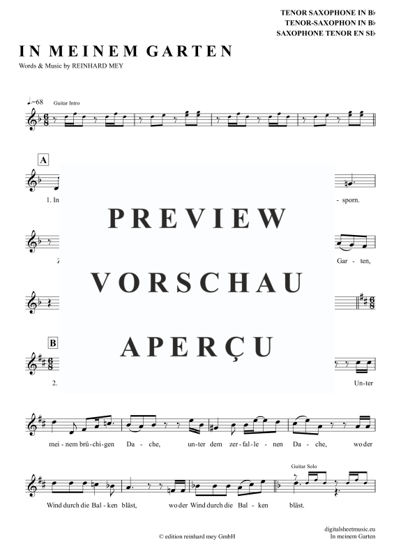 Produktgalerie: Seite 2 von 5 In Meinem Garten, Mey, Reinhard, Tenorsaxophon