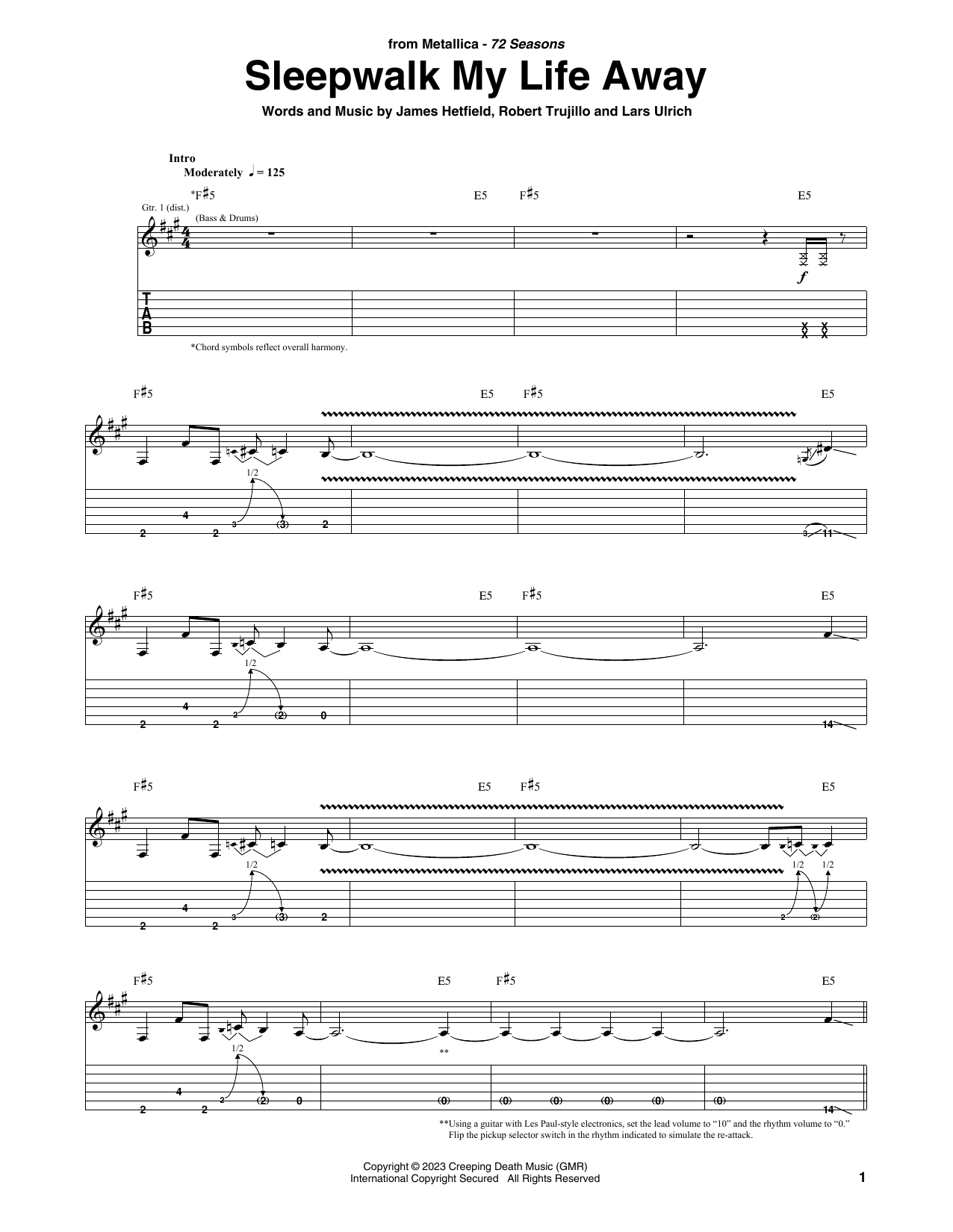 Produktgalerie: Seite 1 von 1 Sleepwalk My Life Away, Metallica, Gitarre
