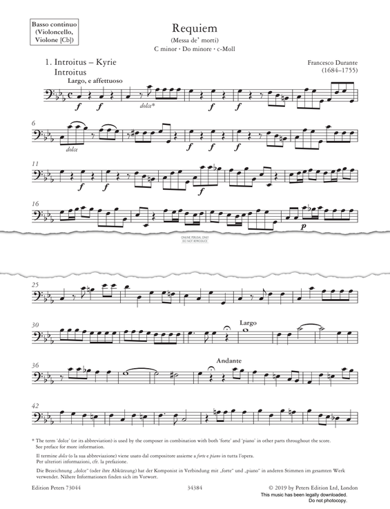 Produktgalerie: Seite 1 von 1 Requiem (Messa de' morti), Francesco Durante, Violoncello