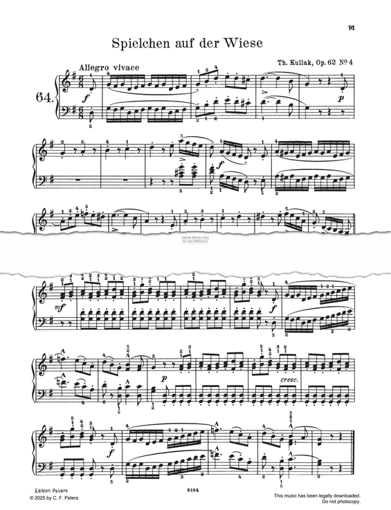 Produktgalerie: Seite 1 von 1 Spielchen auf der Wiese, Op. 62, Nr. 4, Theodor Kullak, Klavier