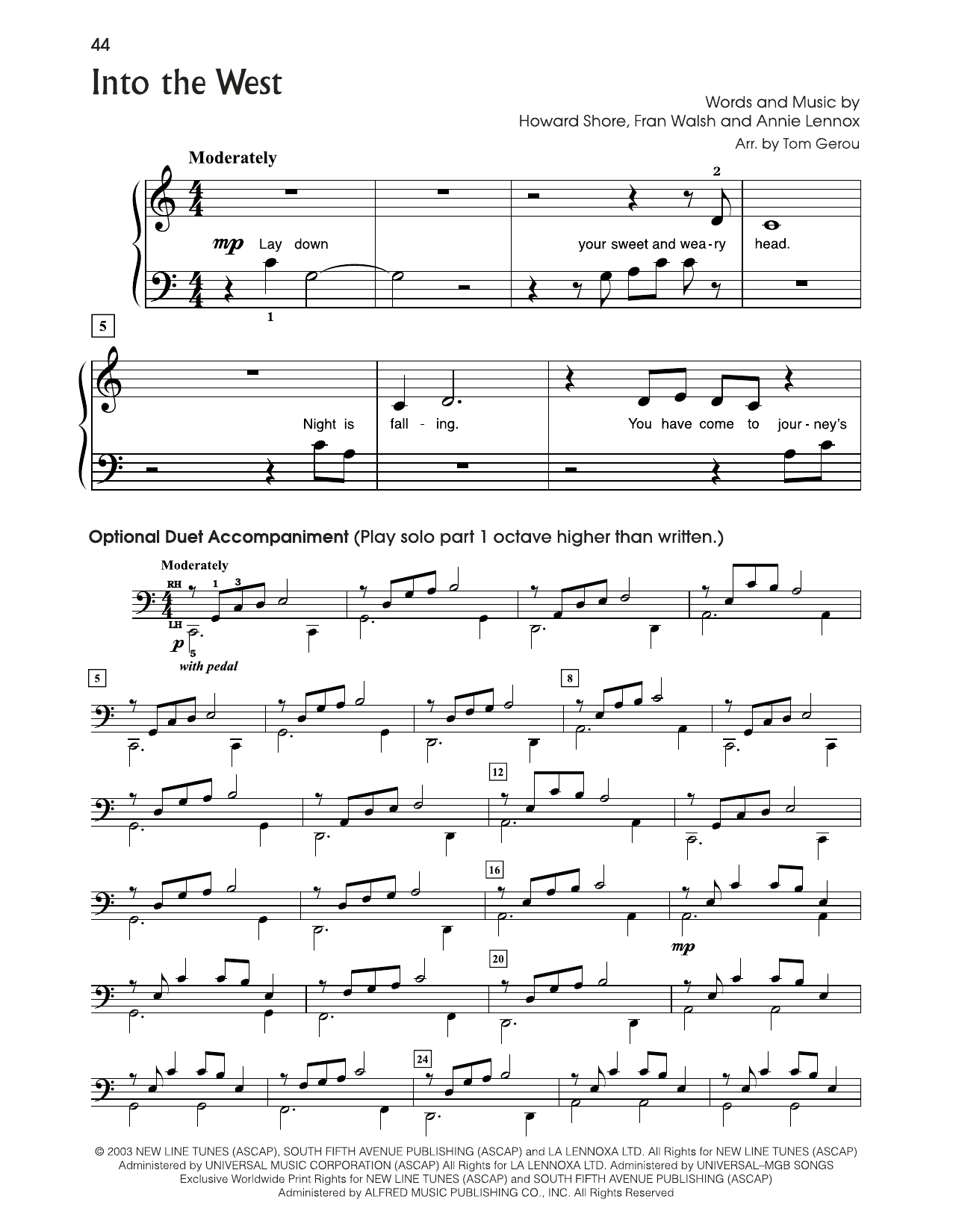 Produktbild zu: Into The West (from The Lord Of The Rings) (arr. Tom Gerou)