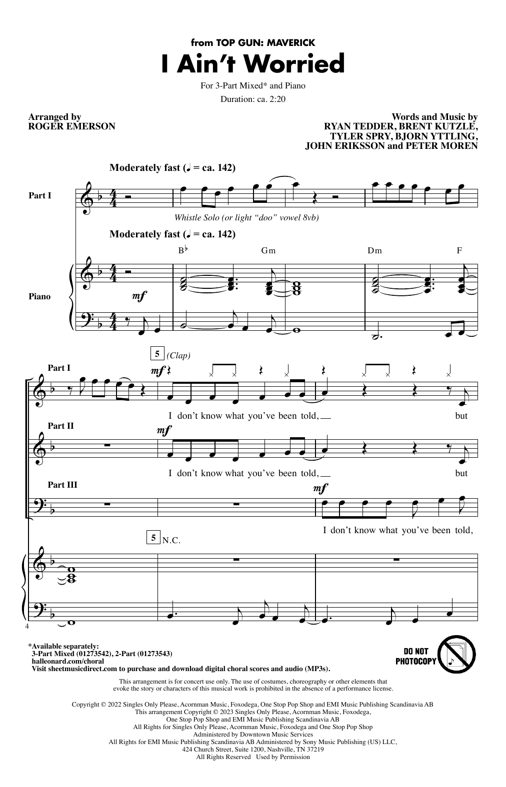 Produktbild zu: I Ain't Worried (arr. Roger Emerson)