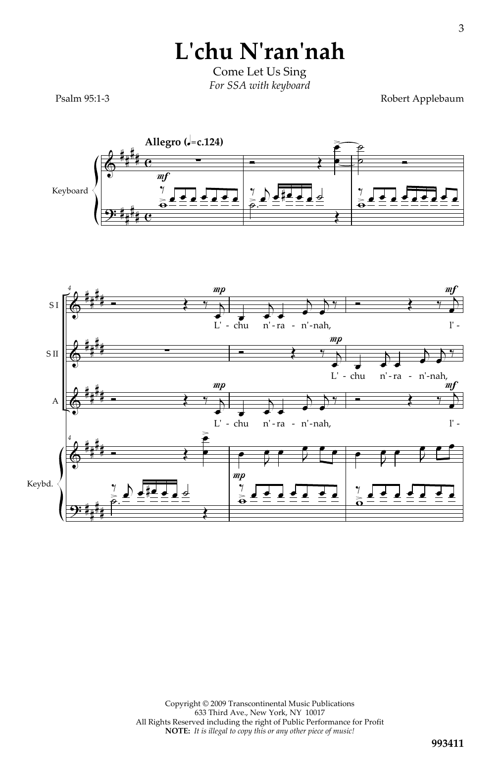 Product gallery: Page 1 of 1 L'Chu N'Ran'Nah (Psalm 95: 1-3), Robert Applebaum