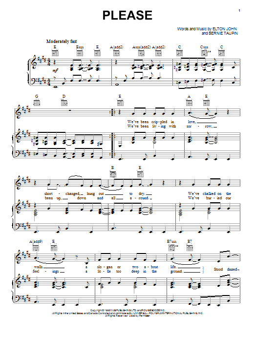 Produktgalerie: Seite 1 von 1 Please, Elton John, Gesang, Gitarre, Klavier