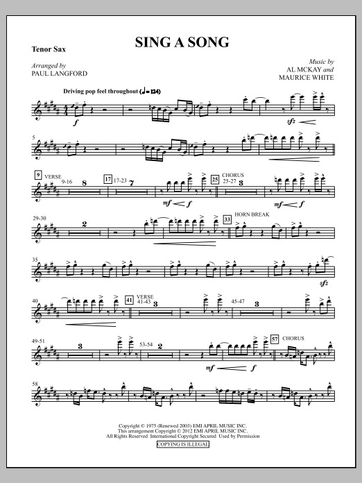 Product picture to: Sing A Song - Tenor Sax