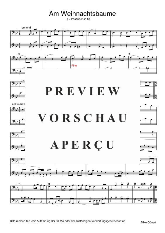 gallery: Deutsche Weihnachtslieder, , 15 Duette für 2 Posaunen oder Instrumente in C Bassschlüssel