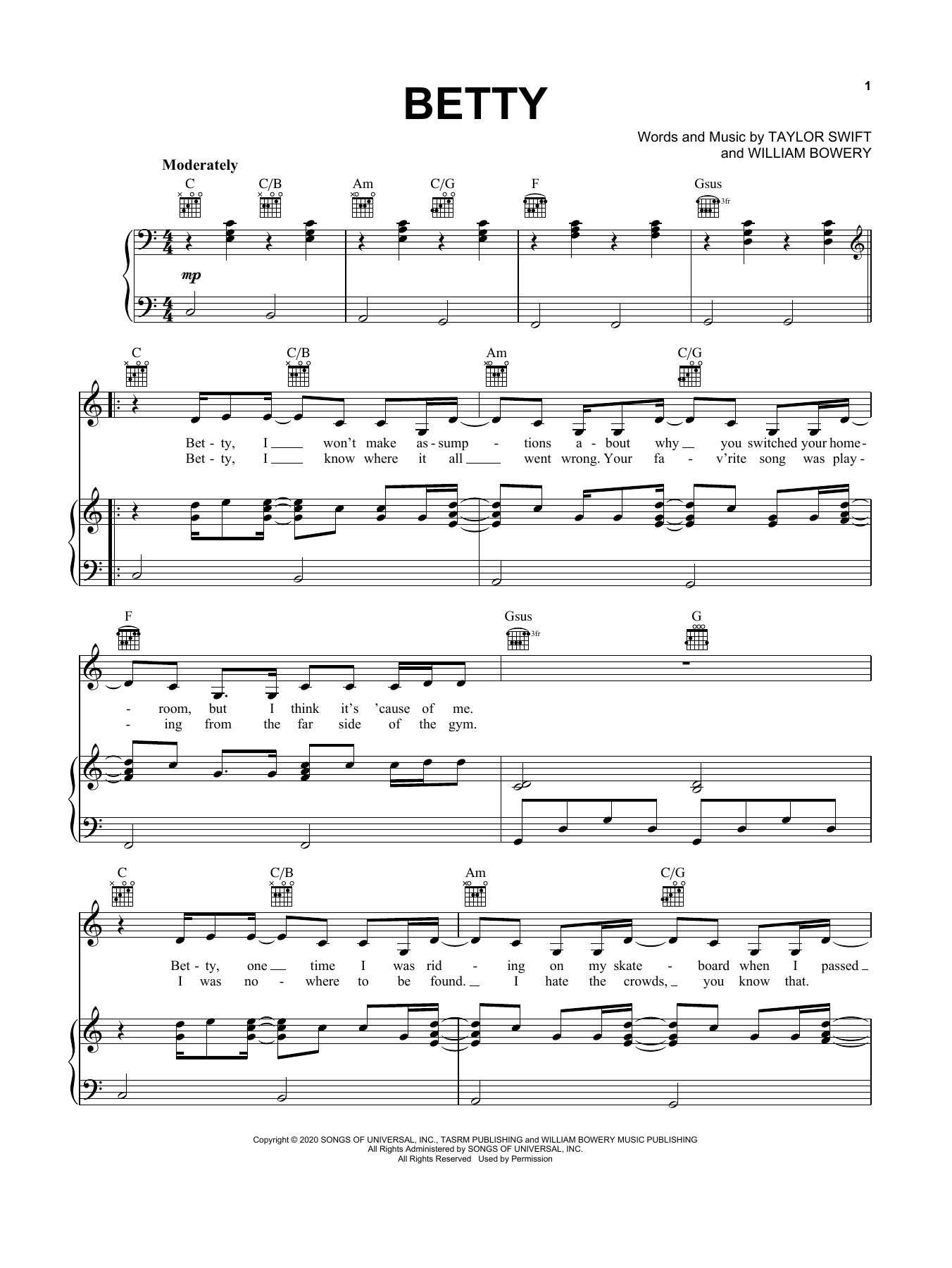 Produktgalerie: Seite 1 von 1 betty, Taylor Swift, Gesang, Gitarre, Klavier
