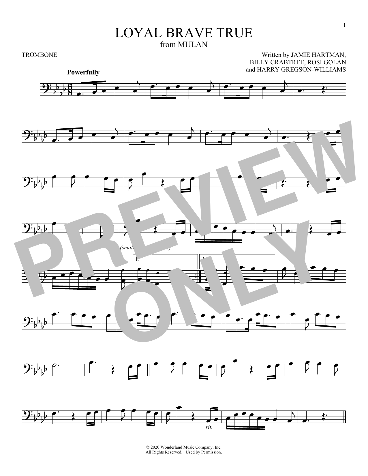 Product gallery: Page 1 of 1 Loyal Brave True (from Mulan), Christina Aguilera