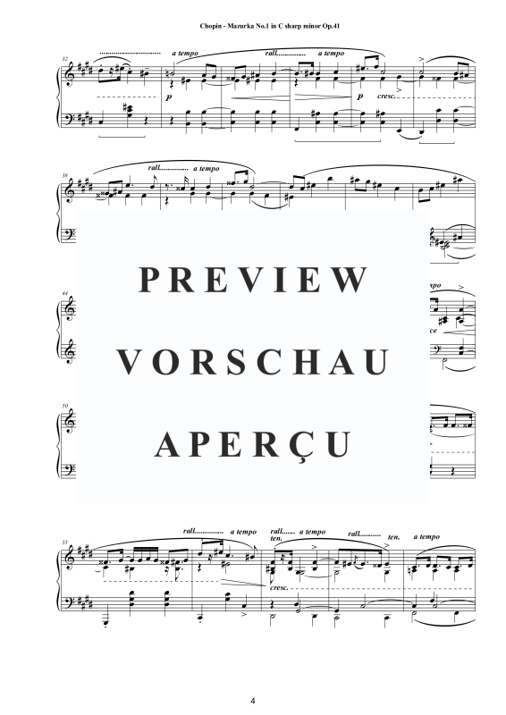 Produktgalerie: Seite 5 von 11 4 Mazurkas Op. 41 für Klavier - Vollständige Partituren, , Klavier Solo