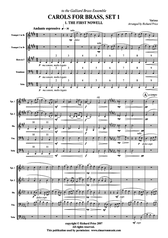 Produktbild zu: Carols for Brass, Set 1 Weihnachten (arr. Richard Price)